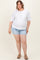 Light Blue Cuffed Raw Hem Maternity Plus Denim Shorts