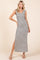 Ivory Striped Ribbed Sleeveless Side Slit Maxi Dress