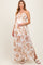 Taupe Floral Tie-Back Halter Maternity Maxi Dress