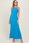 Blue One Shoulder Pendant Cutout Maxi Dress