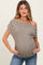 Olive Asymmetrical Neck Line Ruched Knit Maternity Top