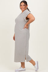 Black Striped Plus Midi T-Shirt Dress