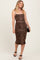 Mocha Animal Print Ruched Midi Dress