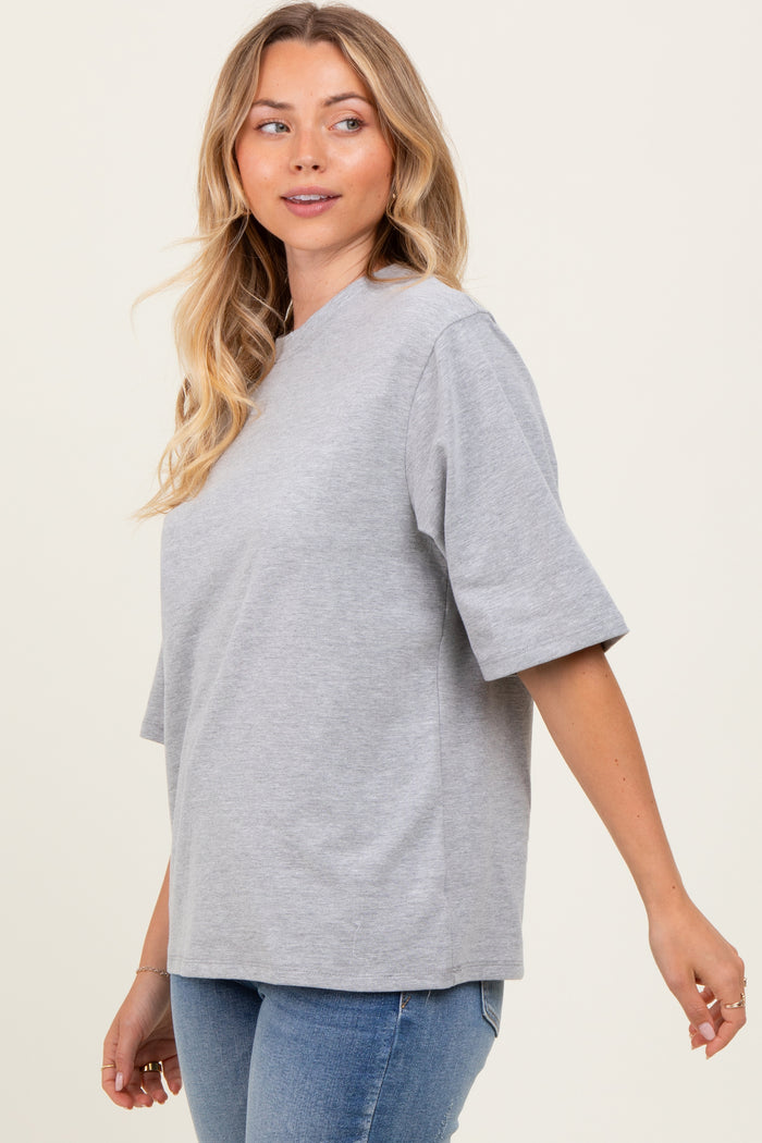 Heather Grey Crew Neck Oversized Tee