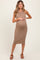 Taupe Ribbed Sleeveless Maternity Midi Dress