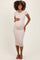 Cream Short Sleeve Rib Knit Maternity Midi Dress