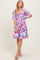 Lavender/Red Floral Smocked Top Mini Dress