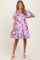 Lavender/Red Floral Smocked Top Maternity Mini Dress