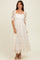 Cream Floral Mesh Overlay Tie Back Midi Dress