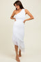 White Ruched Mesh One Shoulder Asymmetric Dress