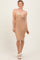 Camel Ribbed Button Midi Dress