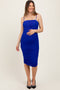 Royal Ruched Mesh Sleeveless Maternity Midi Dress
