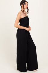 Black Halter Neck Wide Leg Jumpsuit