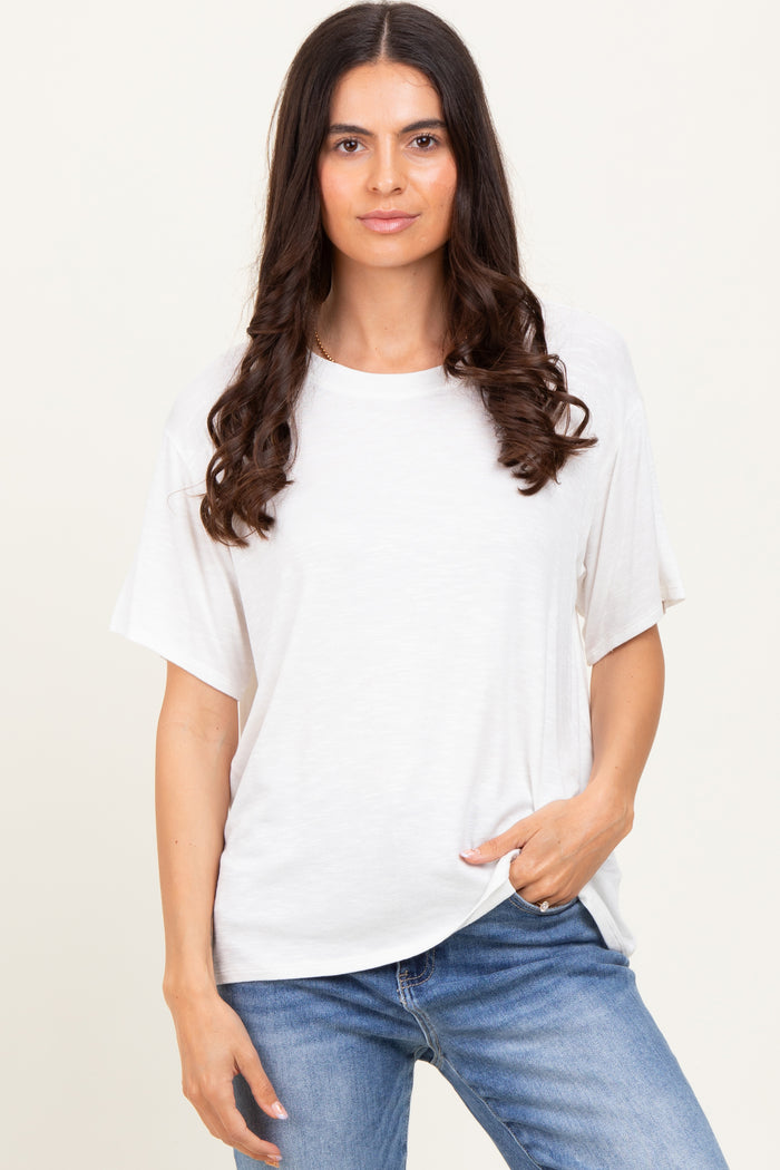 Ivory Relaxed Fit Short Sleeve Maternity Tee
