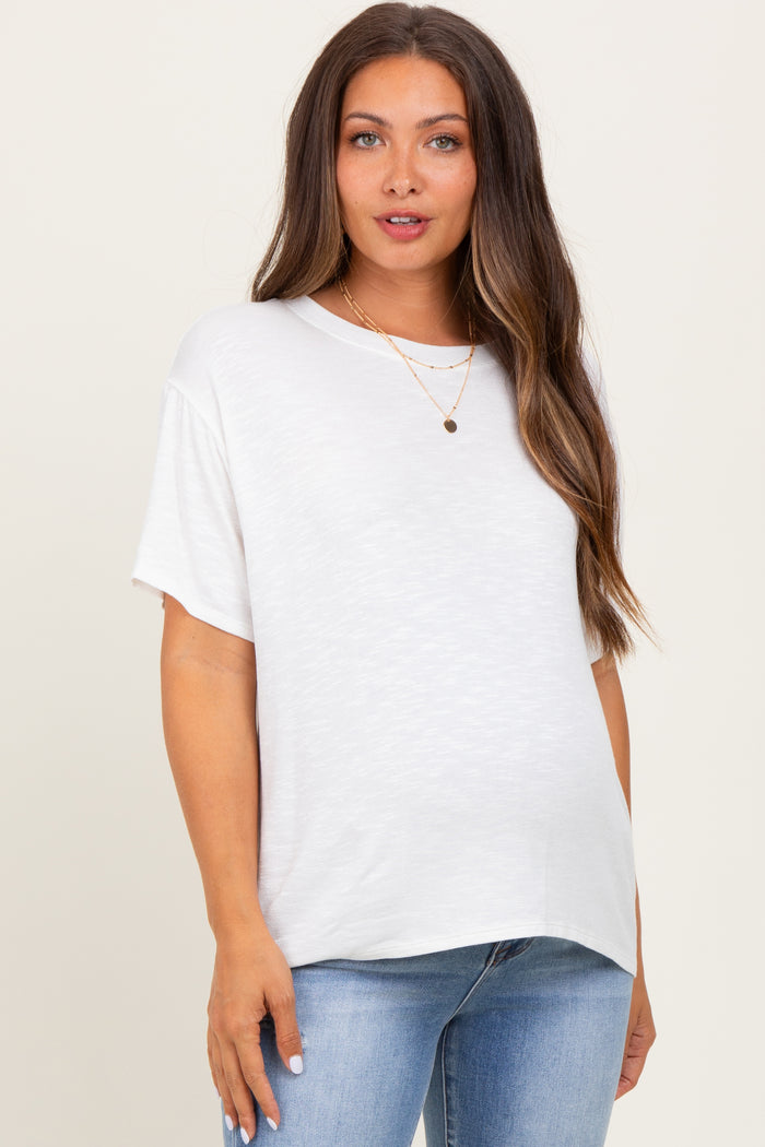 Ivory Relaxed Fit Short Sleeve Maternity Tee