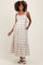Cream Plaid Cutout Tie Back Maternity Maxi Dress