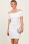 Ivory Off Shoulder Knit Mini Dress