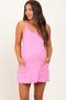 Pink Racerback Maternity Romper Dress
