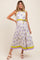 Lavender Floral Sleeveless Sash Tie Maternity Midi Dress