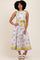 Lavender Floral Sleeveless Sash Tie Midi Dress