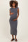 Charcoal Sleeveless Side Ruched Maternity Midi Dress