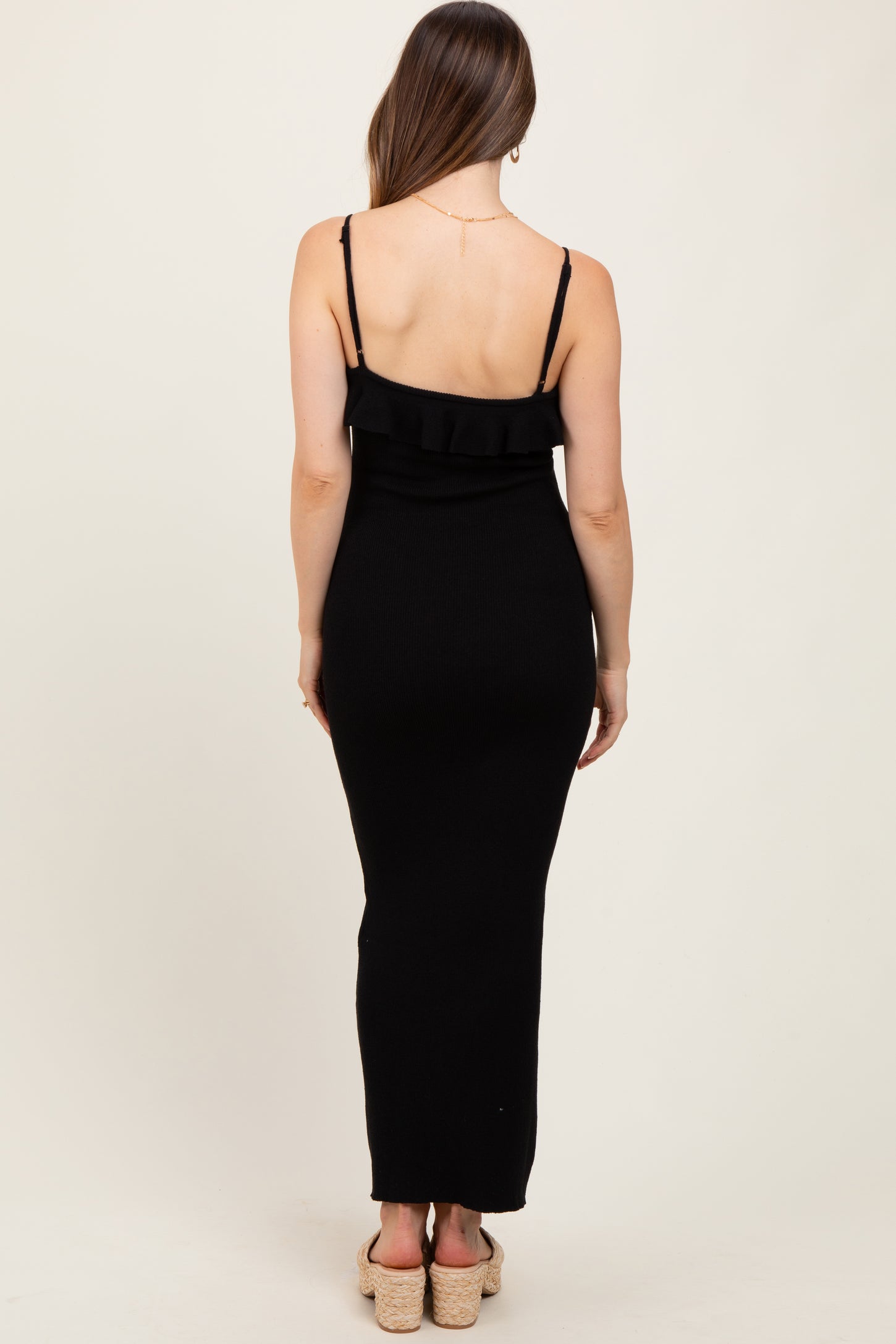 Black Sleeveless Knit Mermaid Maternity Maxi Dress
