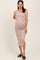 Taupe/White Striped Sleeveless Fitted Maternity Midi Dress