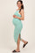 Green/White Striped Sleeveless Fitted Maternity Midi Dress