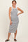 White/Black Striped Sleeveless Fitted Midi Dress