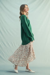 Green Drop Shoulder Oversized Sweater