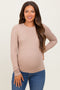 Light Taupe Basic Ribbed Knit Long Sleeve Maternity Top