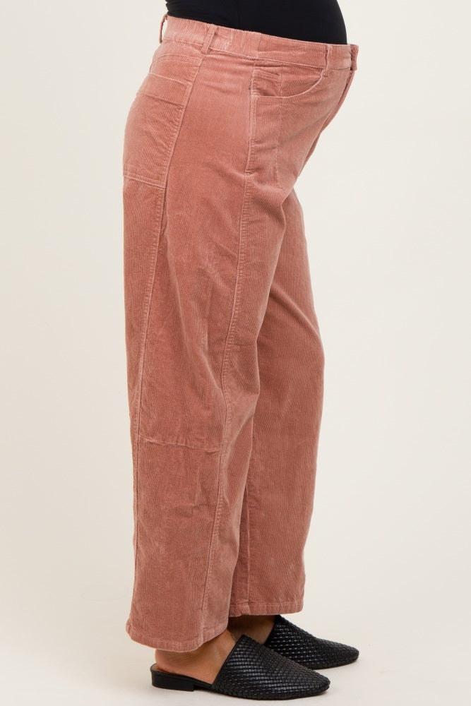 Mauve Corduroy Wide Leg Maternity Pants