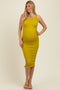 Olive Smocked Sleeveless Ruffle Hem Maternity Fitted Dress