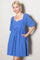 Blue Sweetheart Neckline Puff Sleeve Dress