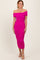 Fuchsia Off Shoulder Ruched Midi Dress