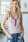 Cream Striped Button Front Tank Top