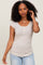 Beige Jacquard Button Front Short Sleeve Top