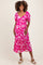 Fuchsia Floral Sweetheart Neckline Maternity Midi Dress