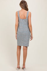 Blue Sleeveless Knit Dress