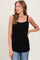 Black Lace-Trim Ribbed Tank Top