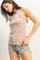 Taupe/White Striped Sleeveless Tank Top