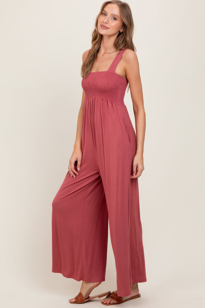 Pink Sleeveless Wide Leg Jumpsuit
