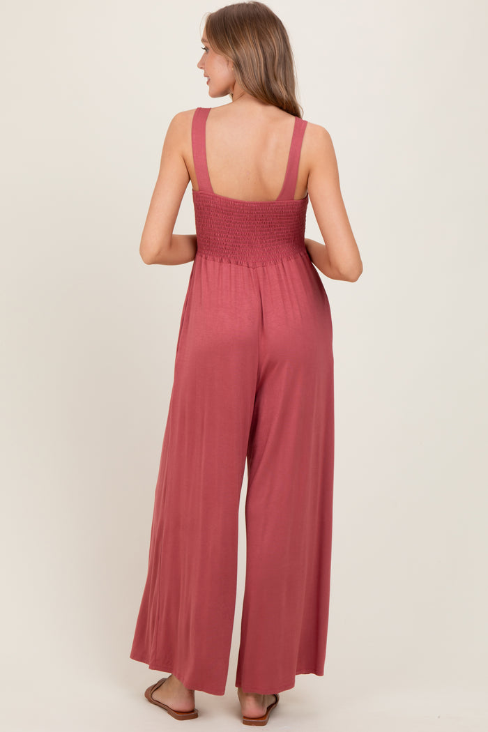 Pink Sleeveless Wide Leg Jumpsuit
