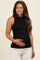 Black Textured Stripe Mock Neck Maternity Tank Top