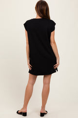 Black Studded Shoulder Mini Dress