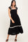 Black Smocked Lace Detail Midi Dress