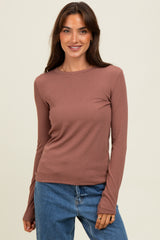 Burgundy Ribbed Long Sleeve Top