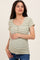 Green Striped Fitted Short Sleeve Maternity Top