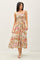 Mocha Floral Smocked Sleeveless Midi Dress