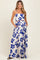 Royal Blue Floral Smocked Top With Maxi Skirt Maternity Set